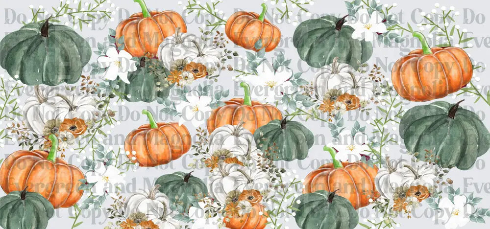 Watercolor Fall Pumpkins Floral Botanical Autumn Cluster