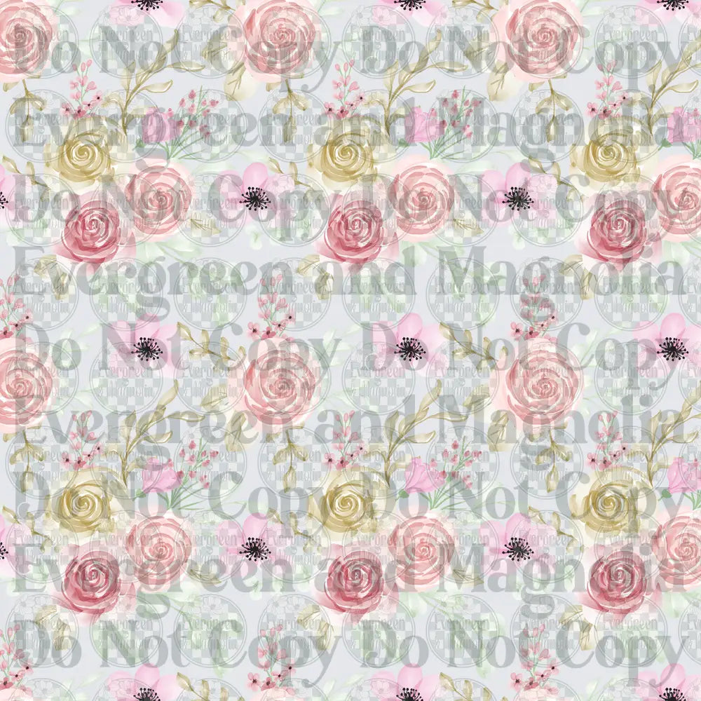 Soft Watercolor Pink Rose Floral Repeat Pattern