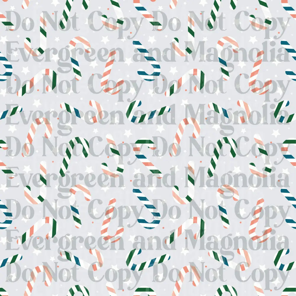 Scattered Candy Canes Multicolor Christmas Pattern