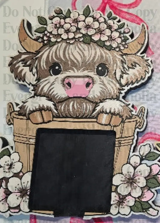 Highland Cow Floral 3D Set  | Farmhouse Desk Decor Set