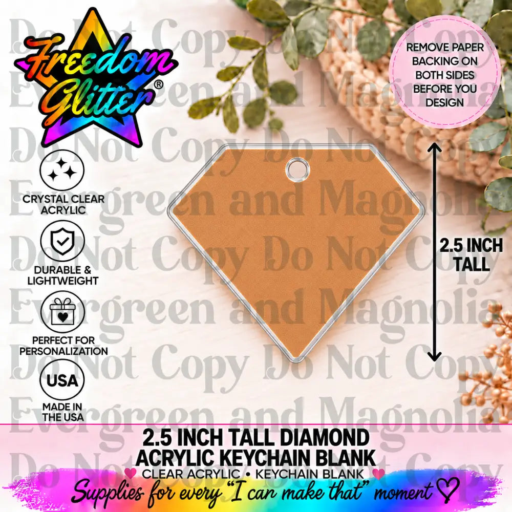 2.5in Diamond Keychain Acrylic Blank –  Clear Acrylic