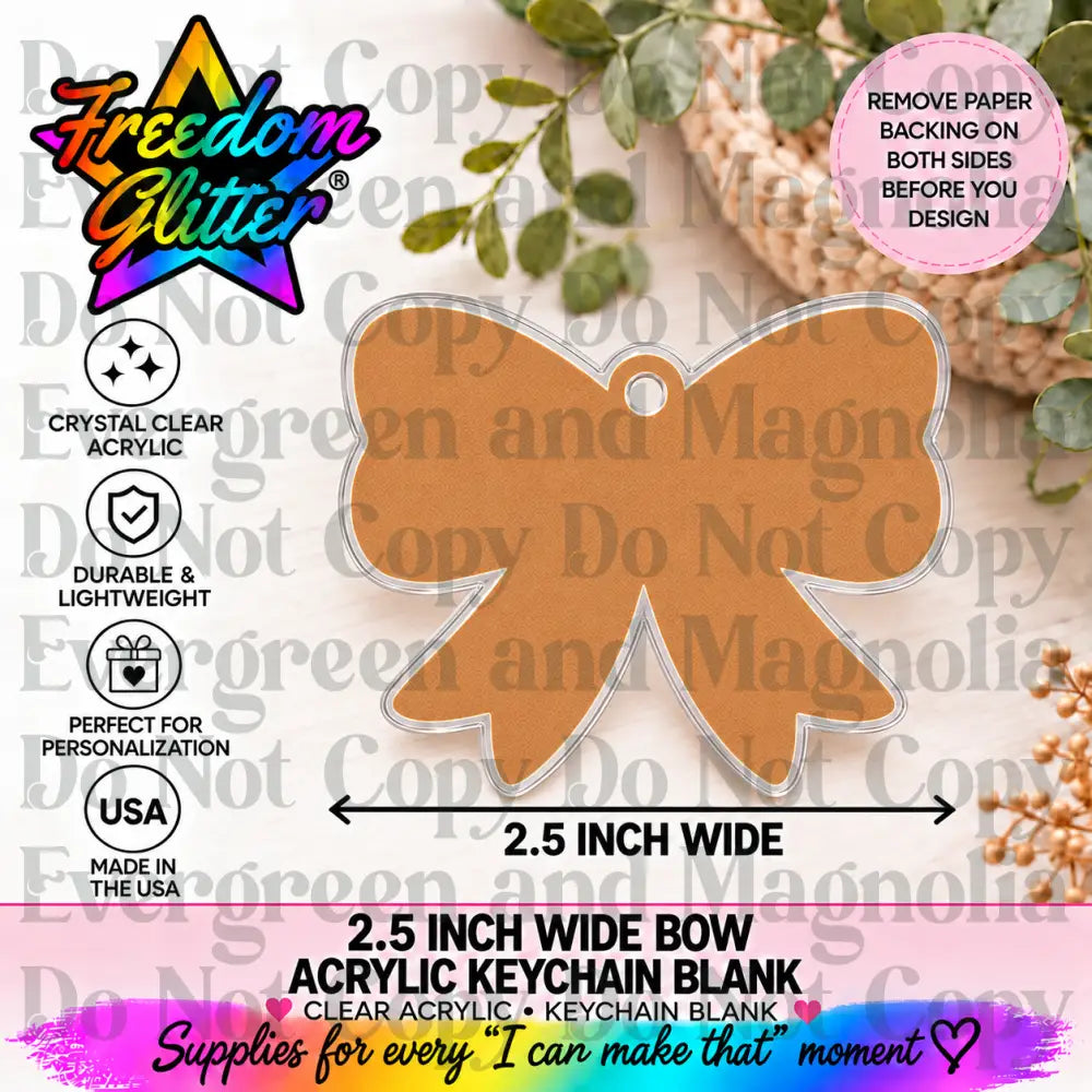 2.5in Bow Keychain Acrylic Blank –  Clear Acrylic