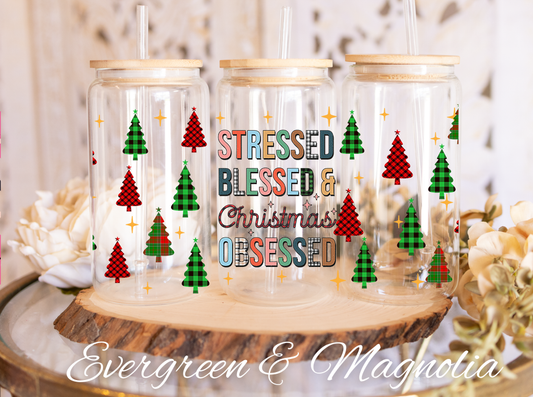 31-Stressed Blessed christmas Obsessed-Christmas Tree Buffalo Plaid