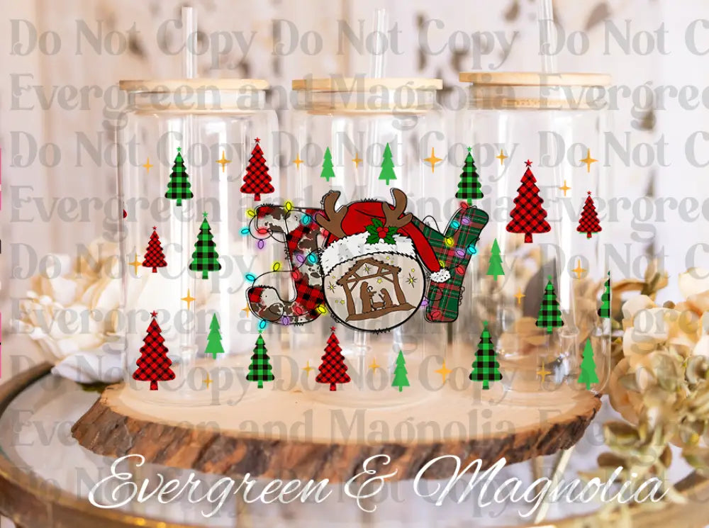 37-Jesus joy christmas- Jesus Christmas-Buffalo Plaid Leopard Christmas