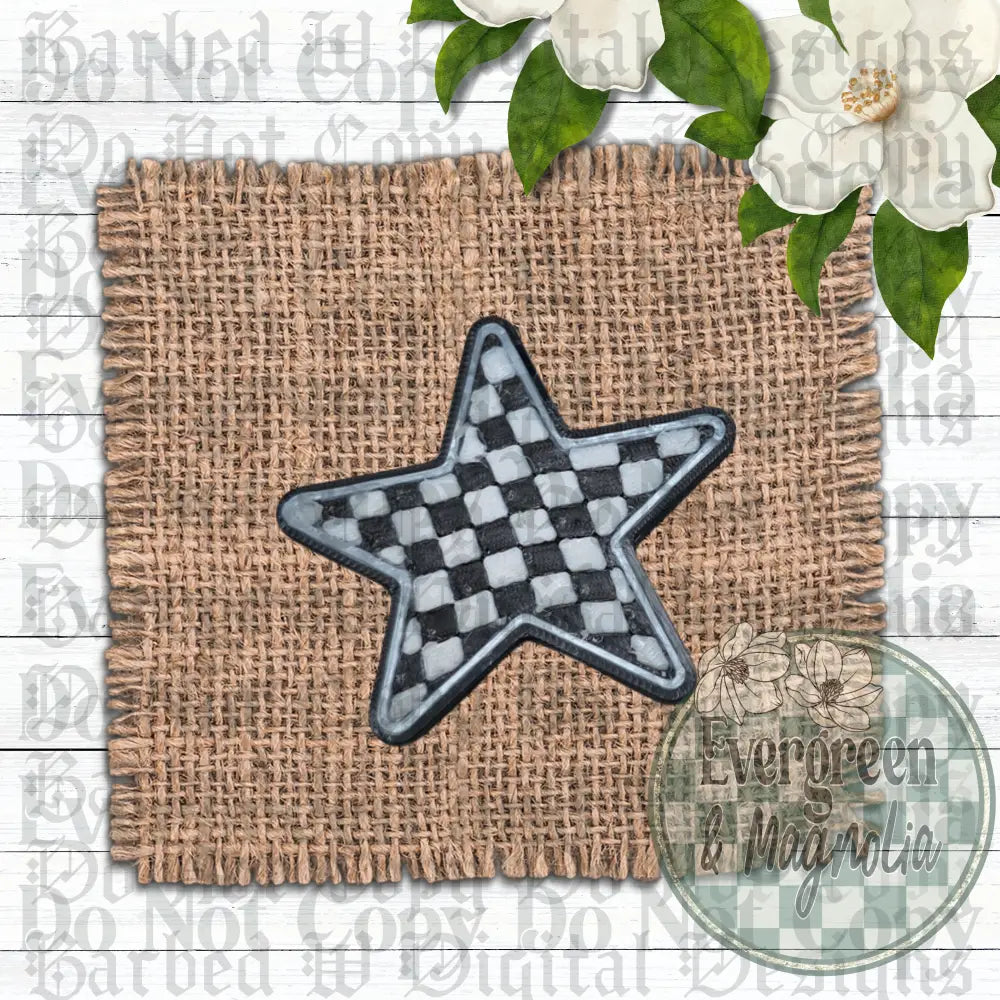 Black Checkered Star Charm