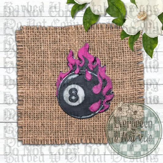 Pink Flame 8 Ball Charm