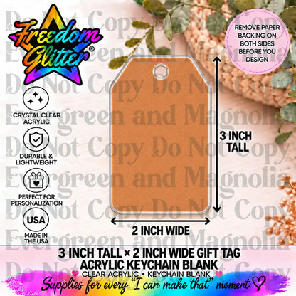 3x2in Tag Keychain Acrylic Blank –  Clear Acrylic