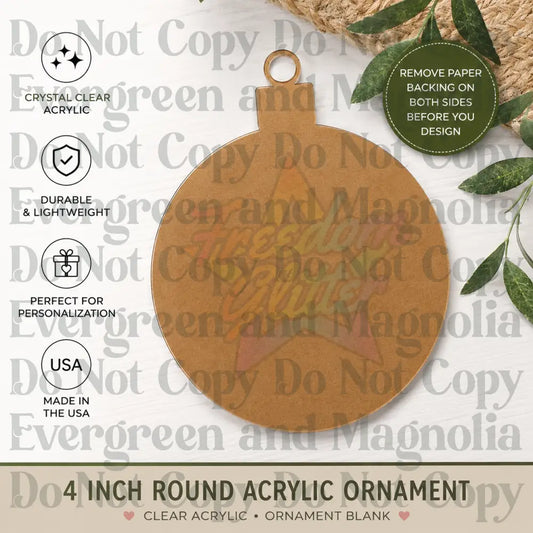 Round Acrylic Ornament Blank – 4"