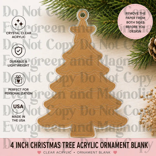 Christmas Tree Acrylic Ornament Blank – 4"