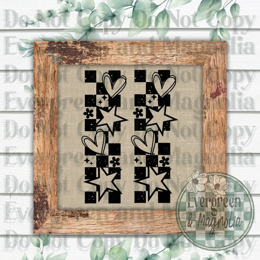 Checkered Hearts & Stars (Black)