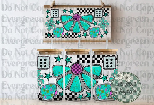 Pink Checkered Turquoise