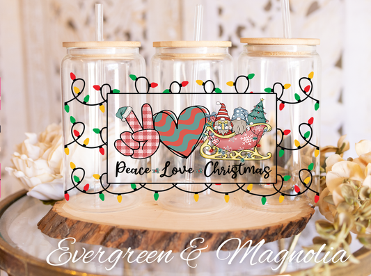 67-Peace Love Christmas 16oz glass wrap