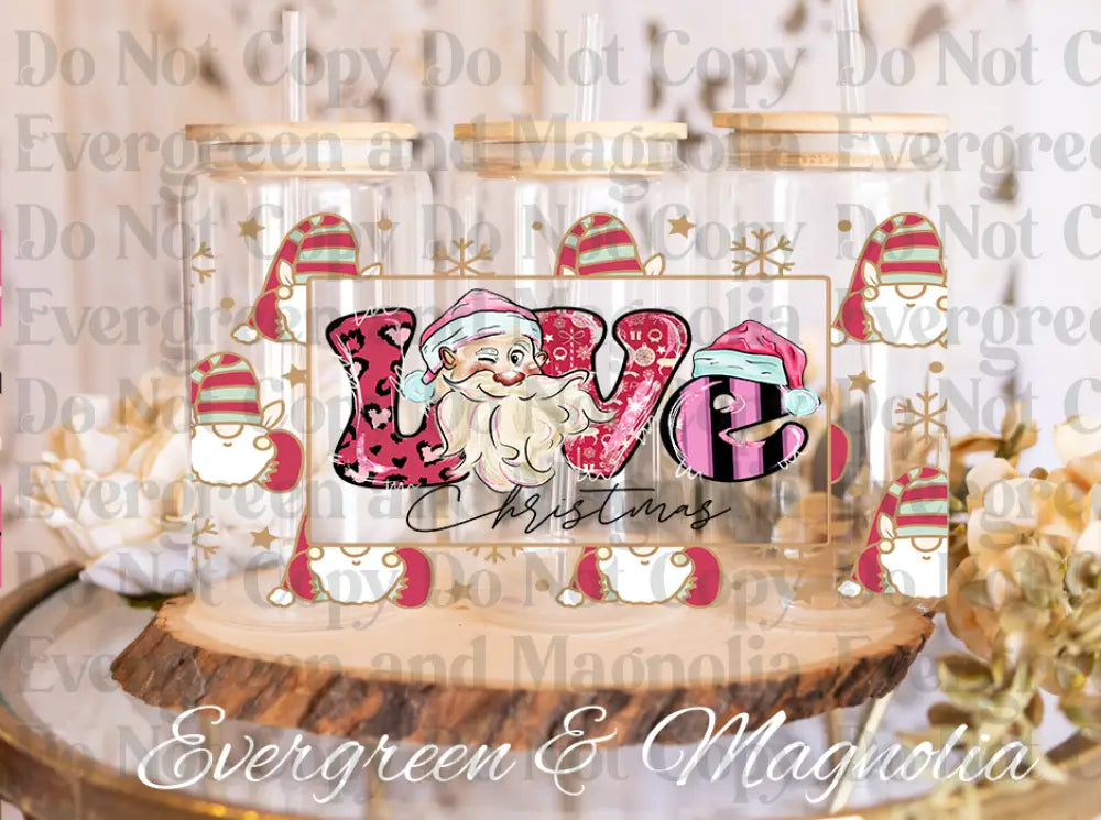 88-christmas Santa claus-christmas retro16oz glass wrap