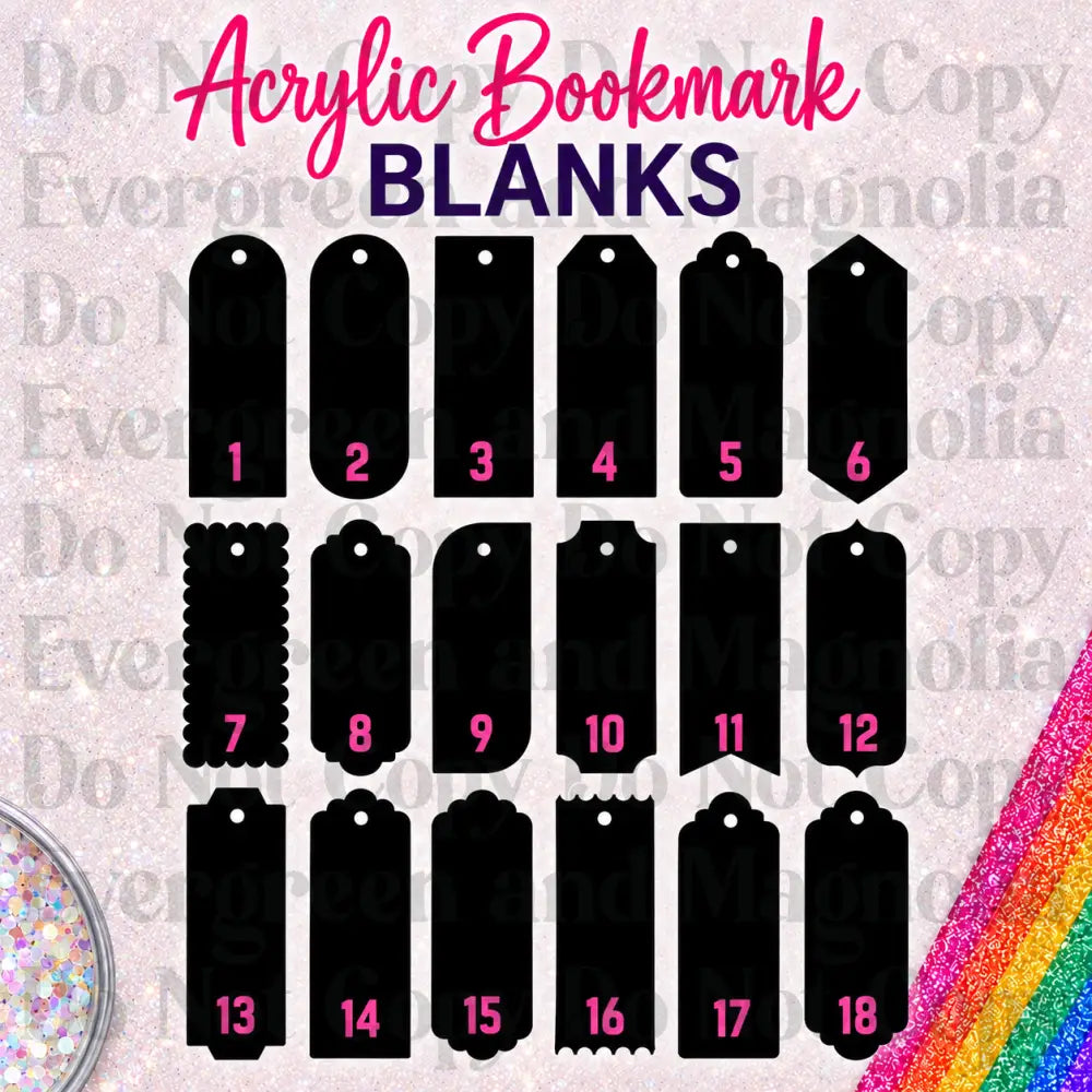 Clear Acrylic Bookmark Blanks – 2x6 | Multiple Designs