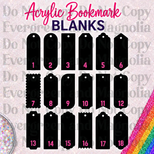 Clear Acrylic Bookmark Blanks – 2x6 | Multiple Designs