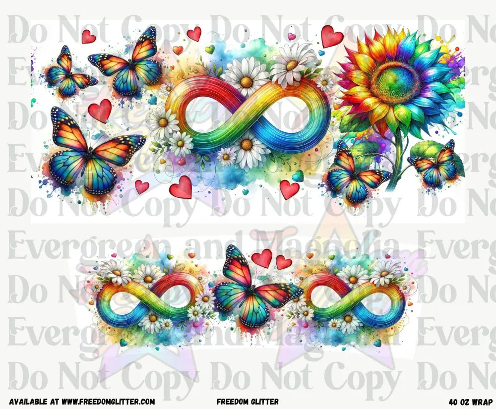 Autism - Infinity & Butterflies 40oz Wrap (Printed Vinyl)
