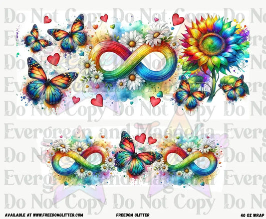 Autism - Infinity & Butterflies 40oz Wrap (Printed Vinyl)
