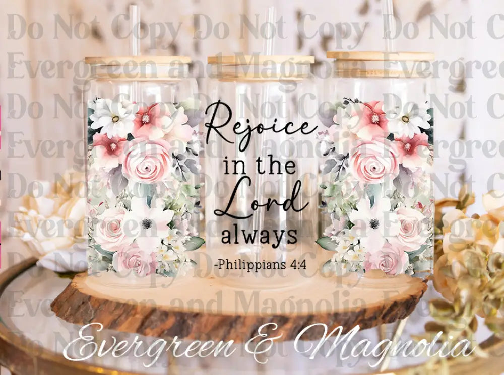 Bible Verse Rejoice In The Lord UV DTF print