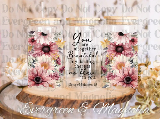 Bible Verse You Are Beautiful UV DTF print