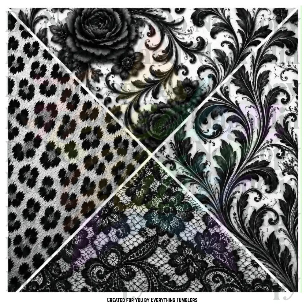Black & White Floral & Leopard Print Triangles (Printed Vinyl)