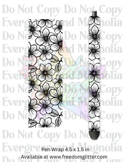Black & White Floral Outline 10 (Printed Vinyl)