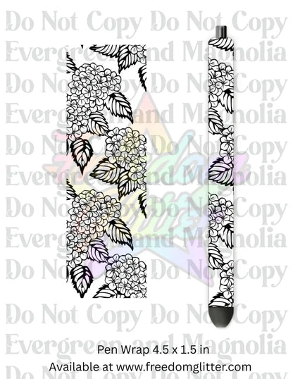 Black & White Floral Outline 11 (Printed Vinyl)