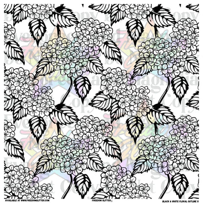 Black & White Floral Outline 11 (Printed Vinyl)