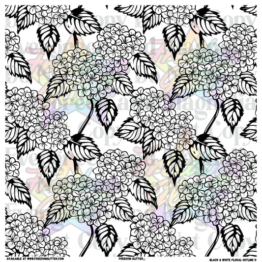 Black & White Floral Outline 11 (Printed Vinyl)