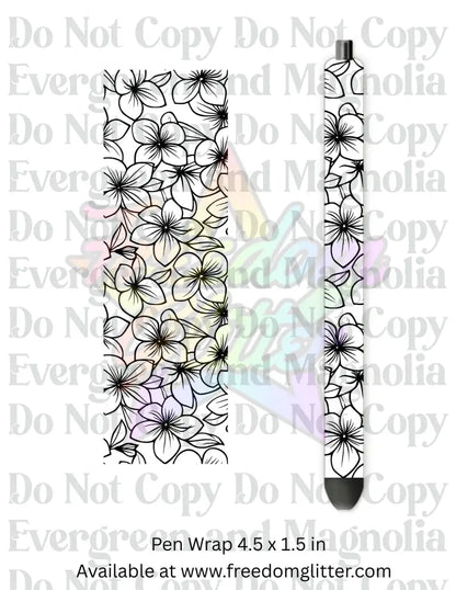 Black & White Floral Outline 12 (Printed Vinyl)