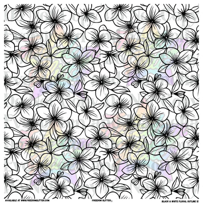 Black & White Floral Outline 12 (Printed Vinyl)