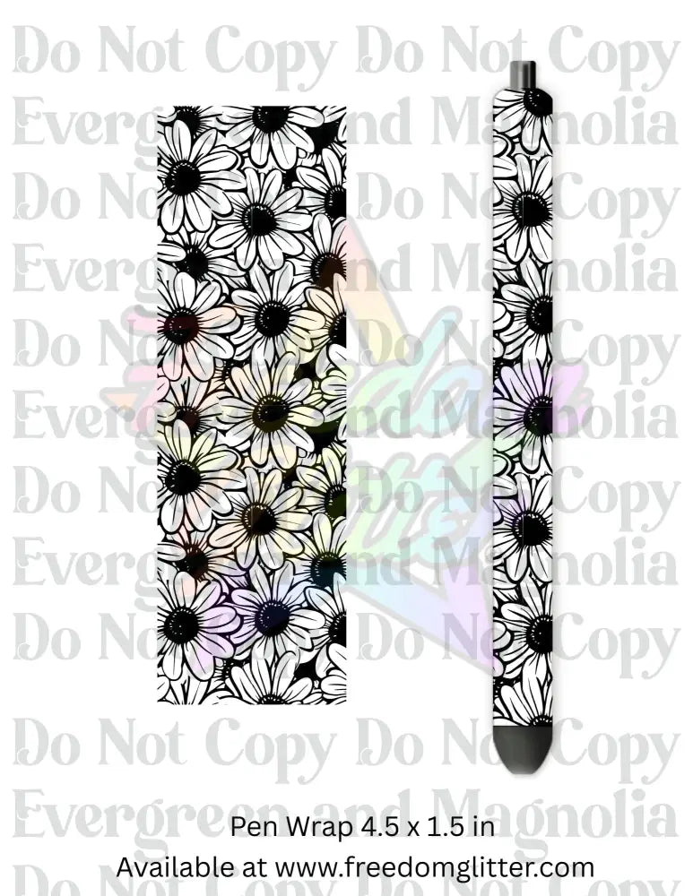 Black & White Floral Outline 1 (Printed Vinyl)