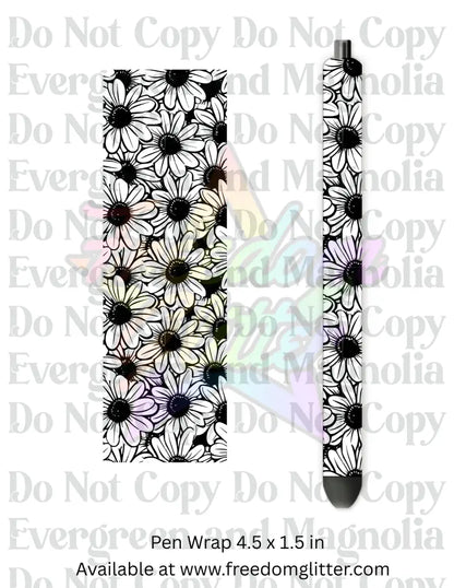 Black & White Floral Outline 1 (Printed Vinyl)