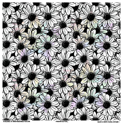 Black & White Floral Outline 1 (Printed Vinyl)