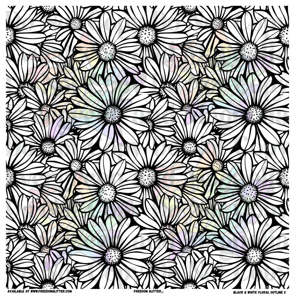 Black & White Floral Outline 2 (Printed Vinyl)