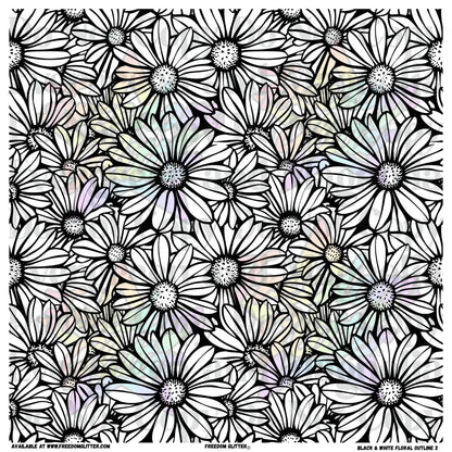 Black & White Floral Outline 2 (Printed Vinyl)