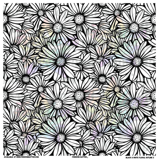 Black & White Floral Outline 2 (Printed Vinyl)