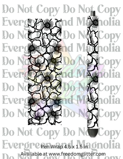 Black & White Floral Outline 5 (Printed Vinyl)