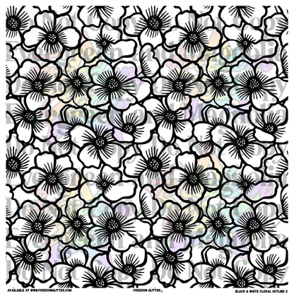 Black & White Floral Outline 5 (Printed Vinyl)