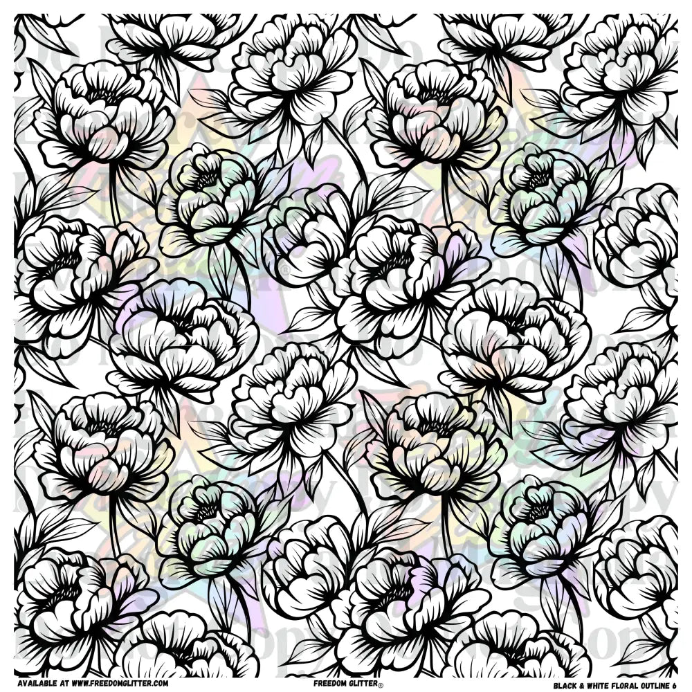 Black & White Floral Outline 6 (Printed Vinyl)