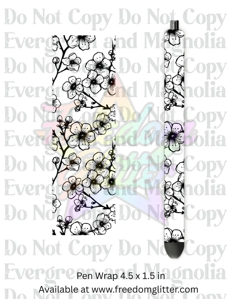 Black & White Floral Outline 7 (Printed Vinyl)