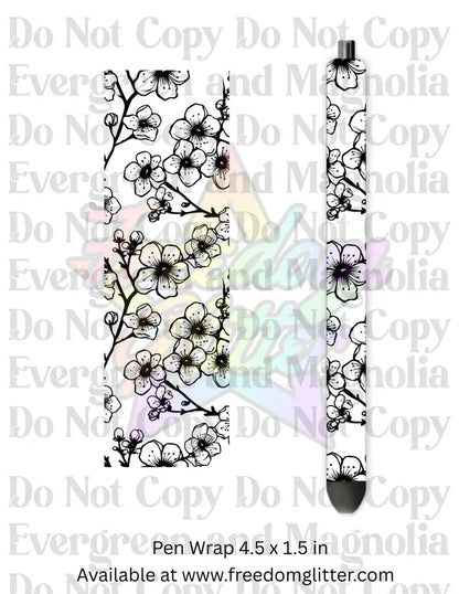 Black & White Floral Outline 7 (Printed Vinyl)