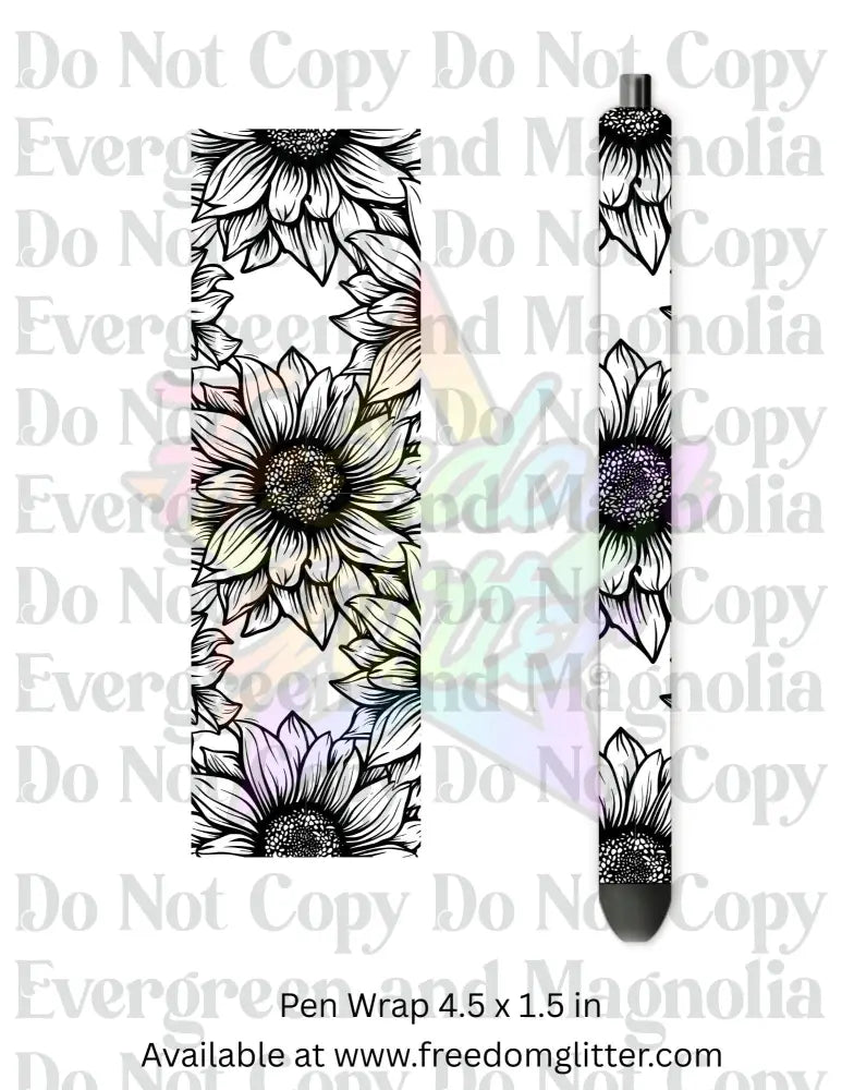 Black & White Floral Outline 8 (Printed Vinyl)