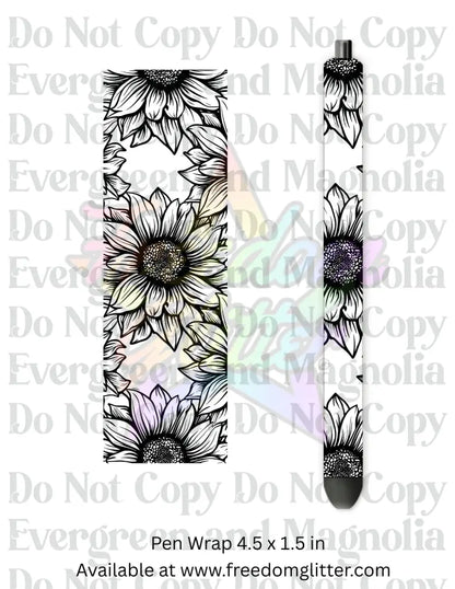 Black & White Floral Outline 8 (Printed Vinyl)