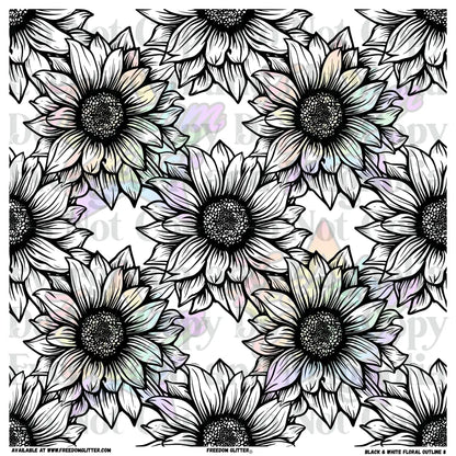 Black & White Floral Outline 8 (Printed Vinyl)