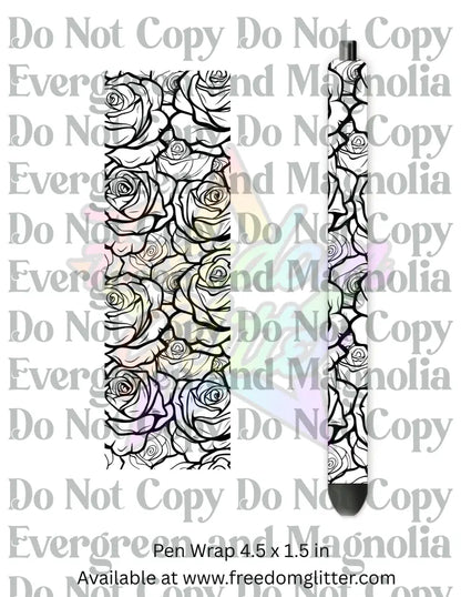 Black & White Floral Outline 9 (Printed Vinyl)