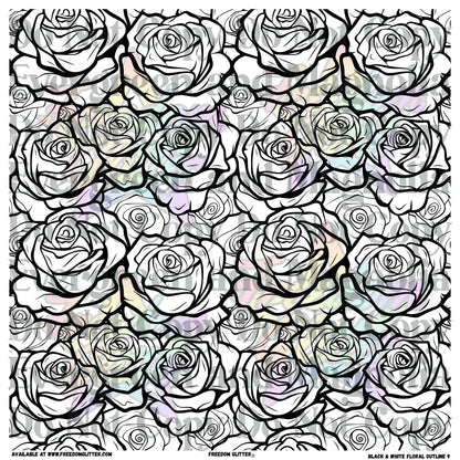 Black & White Floral Outline 9 (Printed Vinyl)
