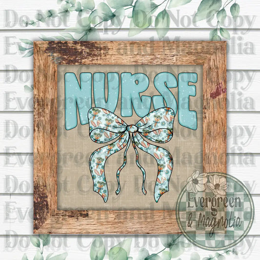 Blue nurse easter bow