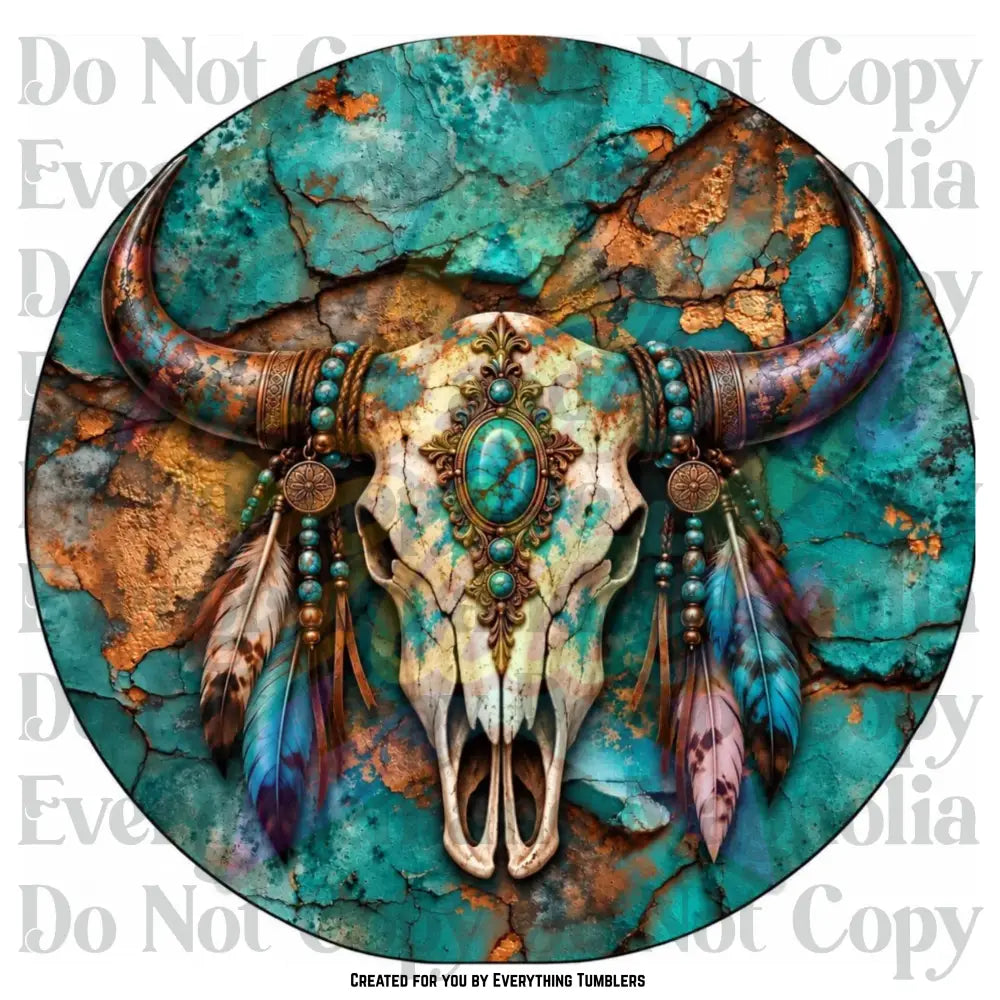 Bull Skull Western Circle (Printed Vinyl)