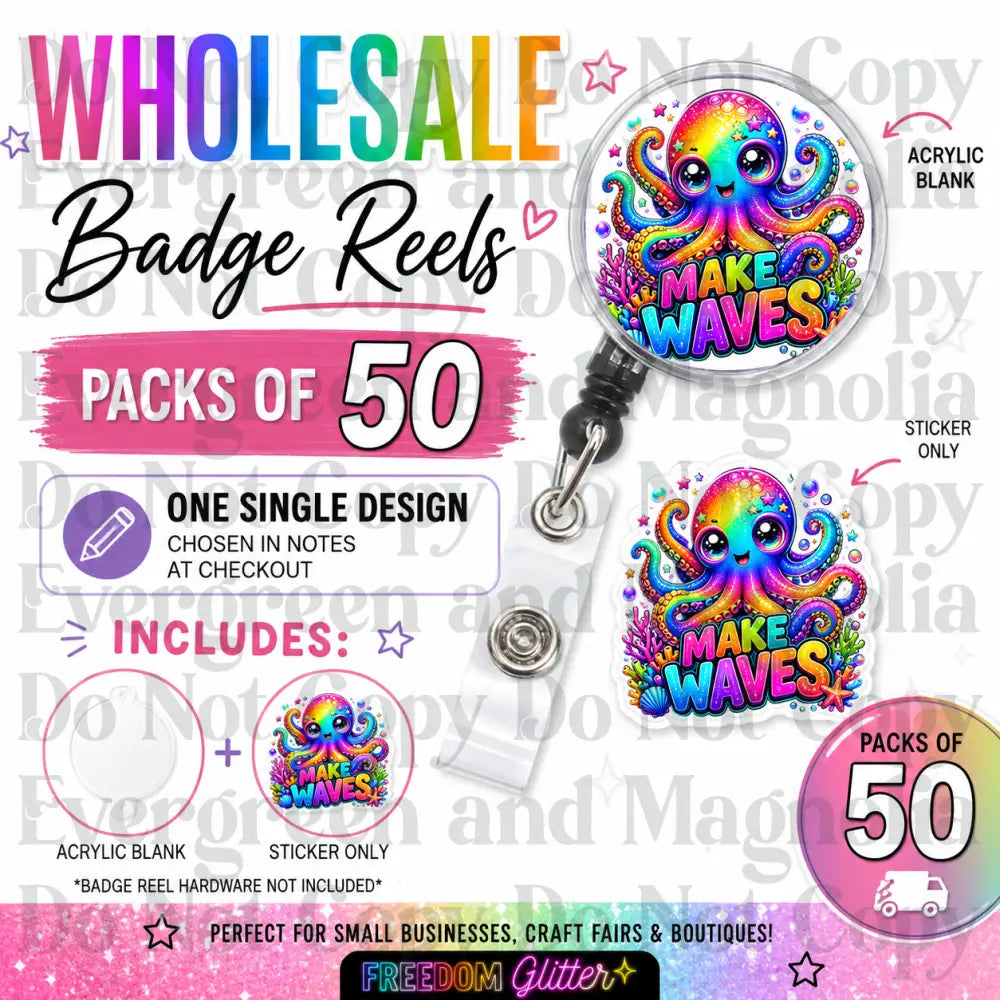 Wholesale Badge Reel Acrylic Blank Bundle – Pack of 50