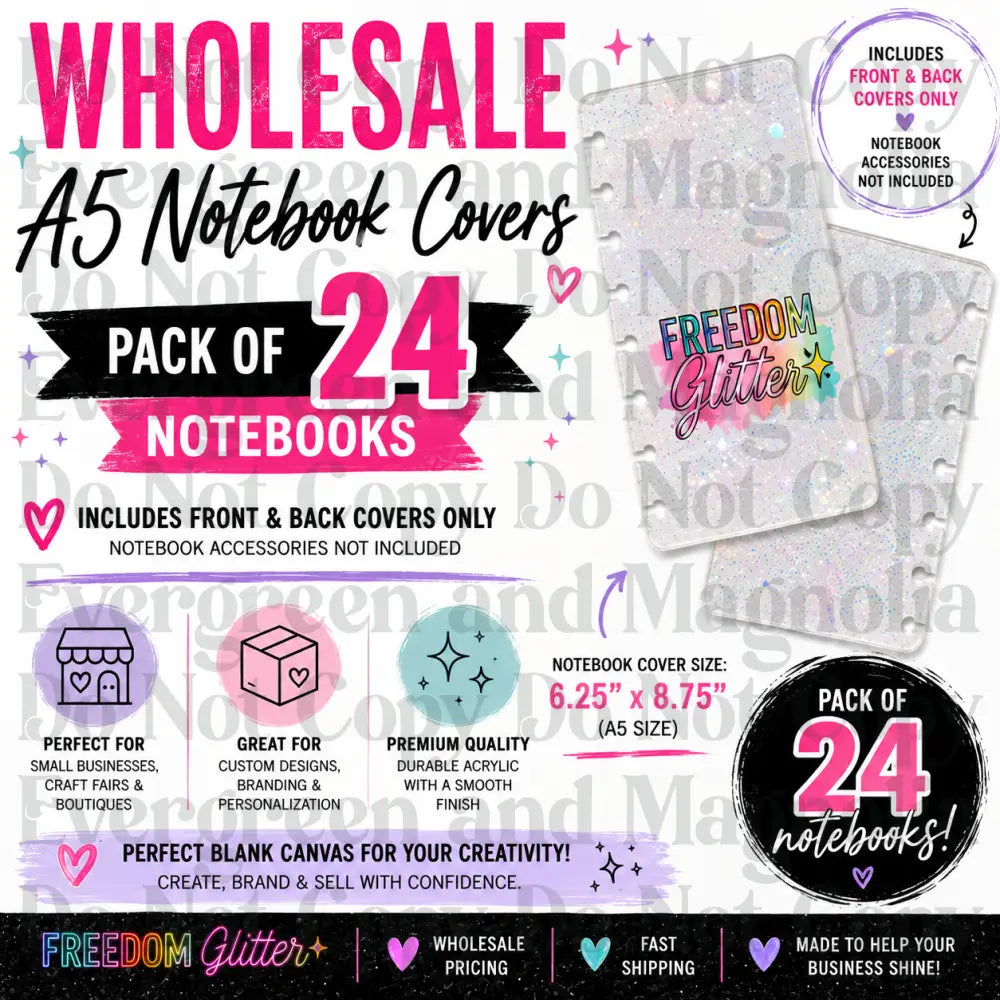 Wholesale A5 Acrylic Notebook Cover Bundle – 24 Sets (Front & Back Covers)